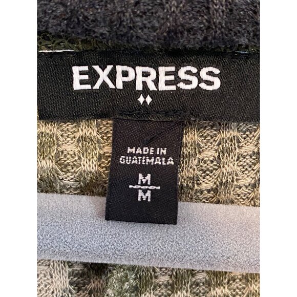 Express Camouflage Print Waffle Knit Dolman Sleeve Top For Women - Picture 15 of 16